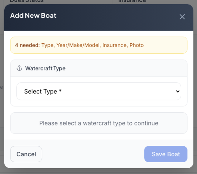 Select your boat type