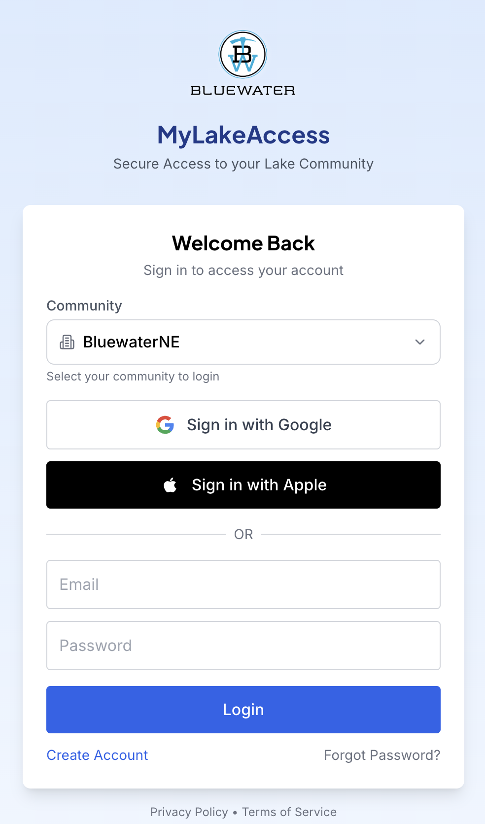 Return to the login page